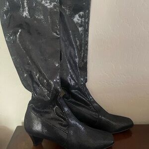 Donald J. Pliner Shiny Black Heeled Boots